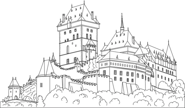 Castillo gótico Karlstein — Vector de stock