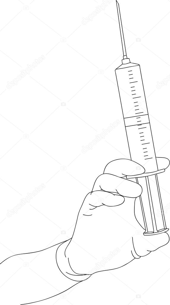 Syringe in hands