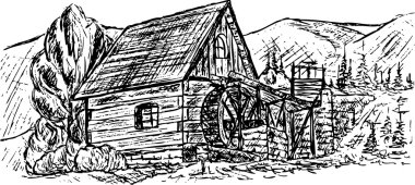 Water mill clipart