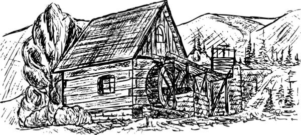 Водяная мельница — стоковый вектор
