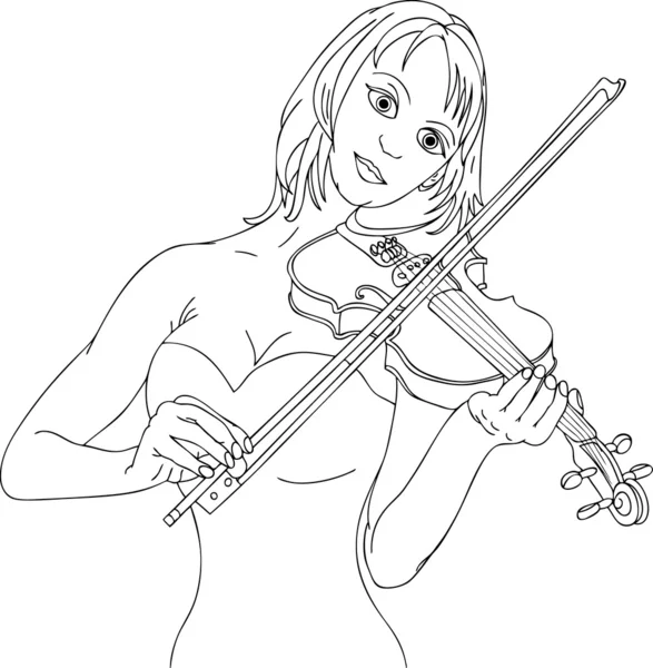 Mujer tocando el violín — Vector de stock
