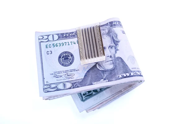Dollar bills in money clip — Stock Photo, Image