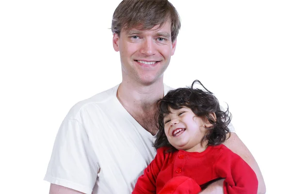 Όμορφος πατέρα κρατώντας το μικρό παιδί — Φωτογραφία Αρχείου