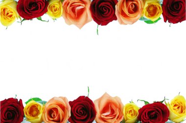 Floral border composed of red, yellow and peach clipart
