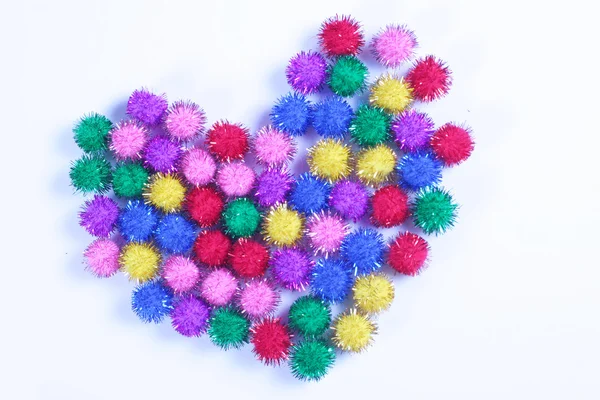 stock image Multi- colored Heart formed from small color puf