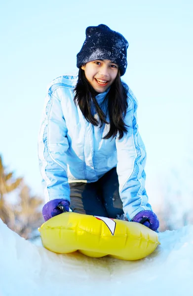 Teen sledding — Stock Photo, Image