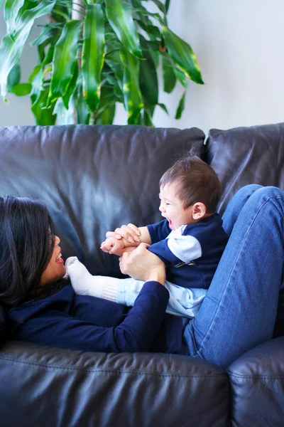Mother playing with her baby boy — Stock Photo, Image