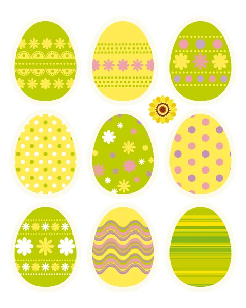 Fondo floral con huevos de Pascua — Vector de stock