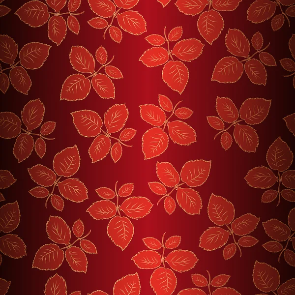 バラの葉とのシームレスな背景 — ストックベクタ