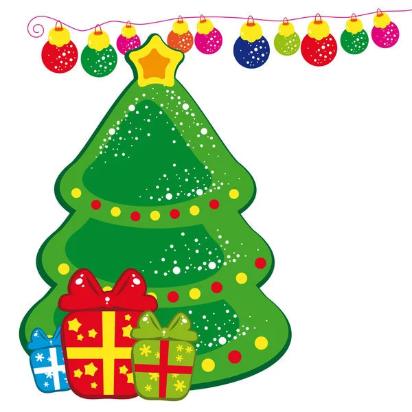 Noel ağacı ve hediyeler — Stok Vektör