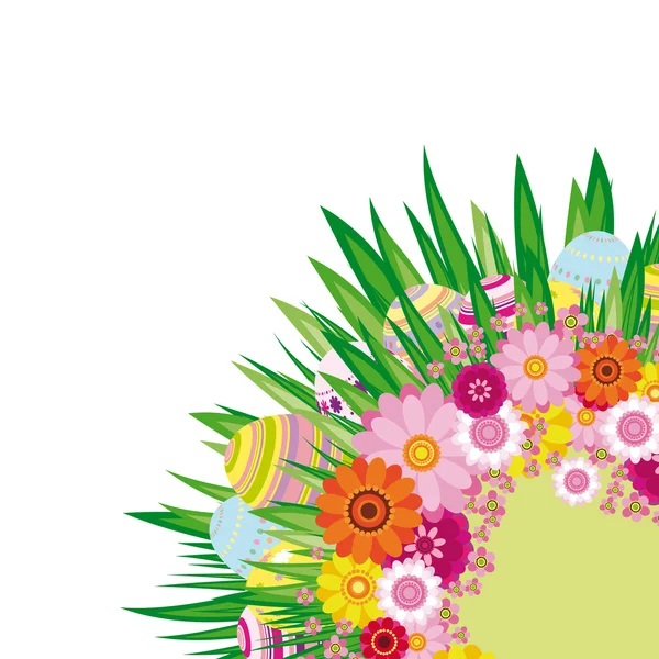 花卉背景与复活节彩蛋 — 图库矢量图片