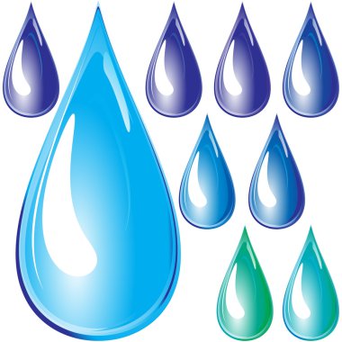 Set of water drops clipart