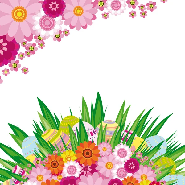 花卉背景与复活节彩蛋 — 图库矢量图片