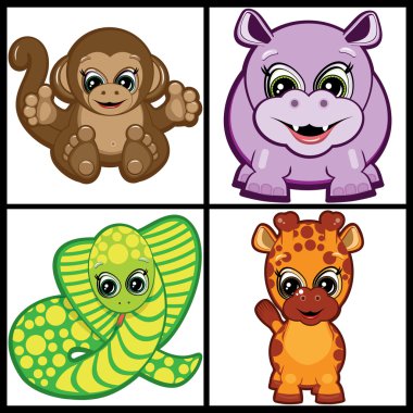 Set of Little Animals – Tropical clipart