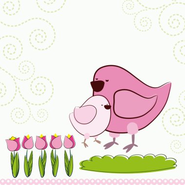 Background with cartoon birds. clipart