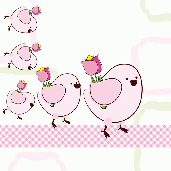 Fundo com pássaros de desenhos animados —  Vetores de Stock