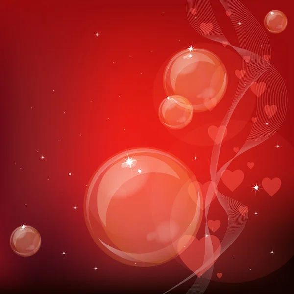 Röd bubblor bakgrund. — Stock vektor