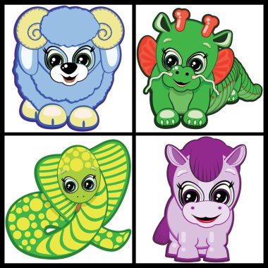 Animals - symbols Chinese horoscope clipart