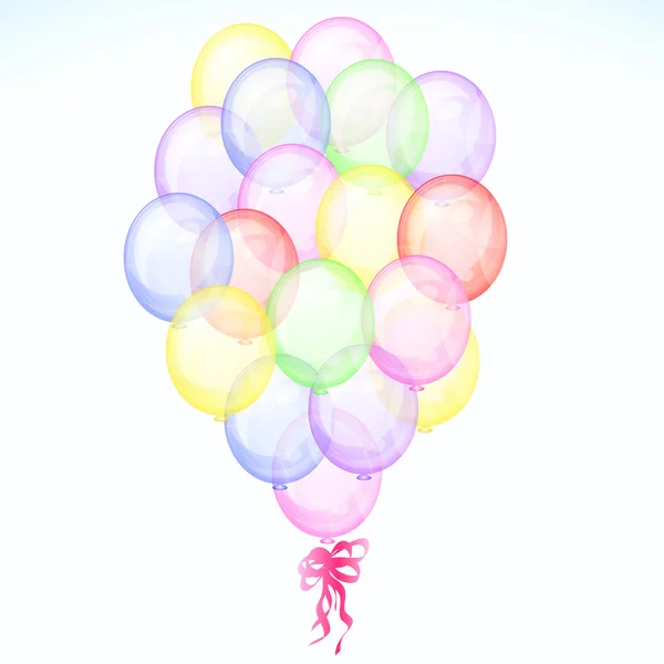 Big bunch transparent balloons. — Stock Vector