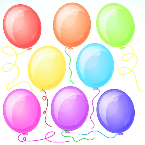 Eight Beautiful Party Balloons. Vector. — Stock Vector