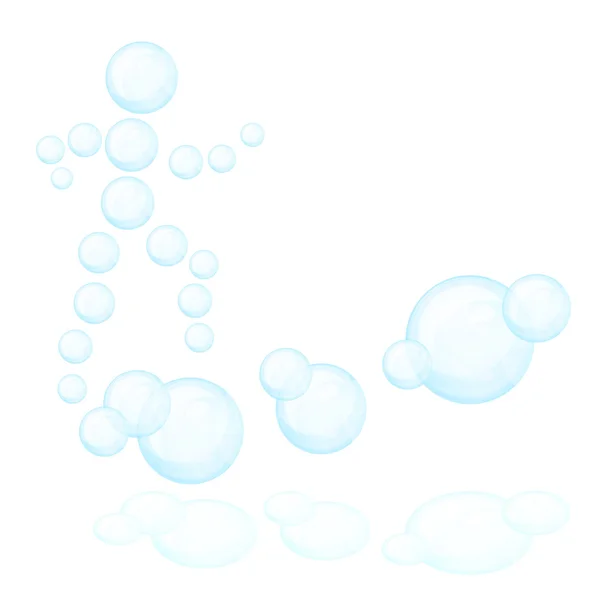 stock vector Bubble man runs on water clouds. Eps10.