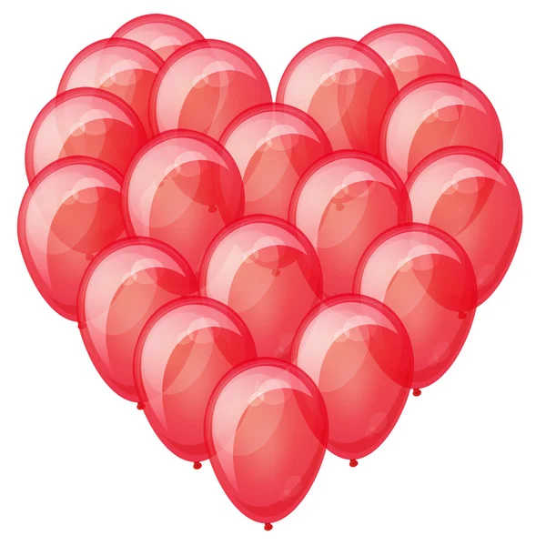 Röda ballonger hjärta. — Stock vektor
