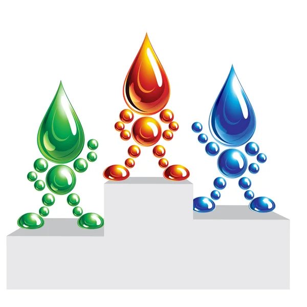 Πετρελαίου, νερού και eco άνθρωπος σε ένα βάθρο — Διανυσματικό Αρχείο
