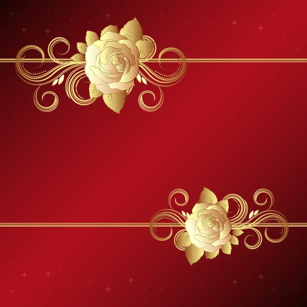 Valentine background with gold roses — Stock Vector