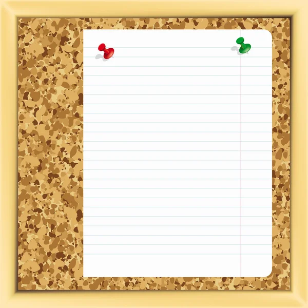 Note paper on cork board. — Stock Vector