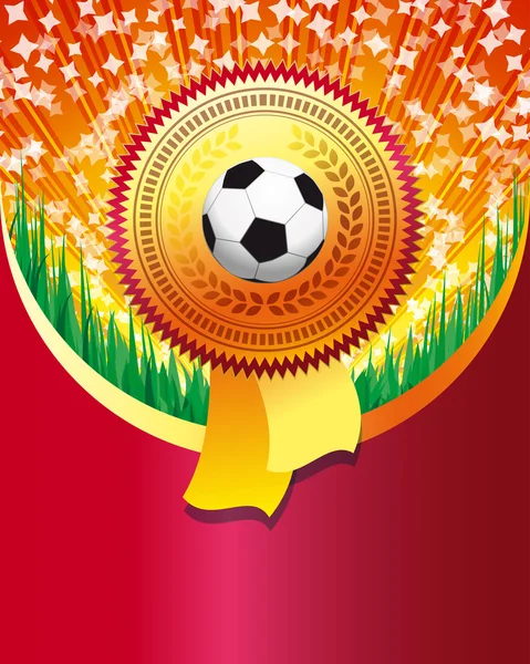 Fond rouge avec ballon de football — Image vectorielle