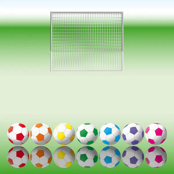 Balles de football au filet de football . — Image vectorielle