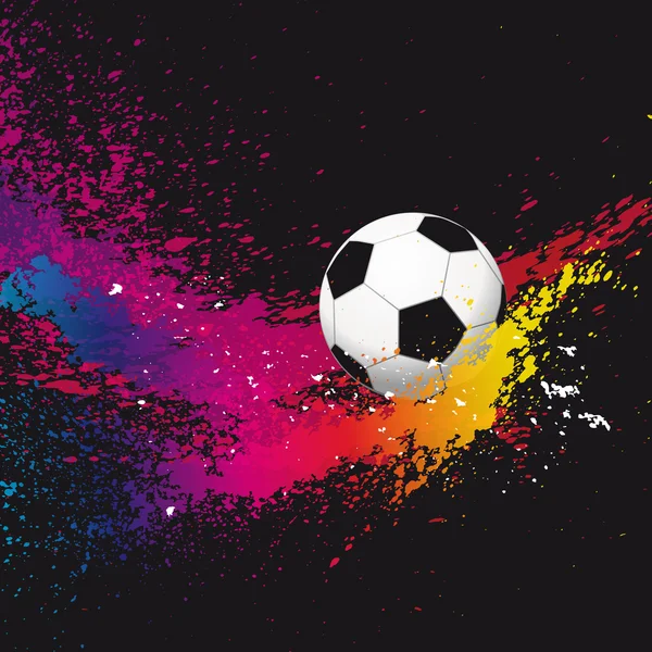 As bolas de futebol coloridas em um fundo preto . — Vetor de Stock