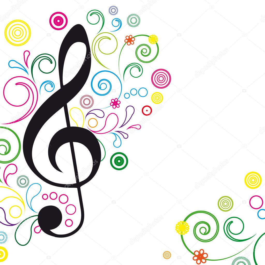 Vector Music Floral Background.