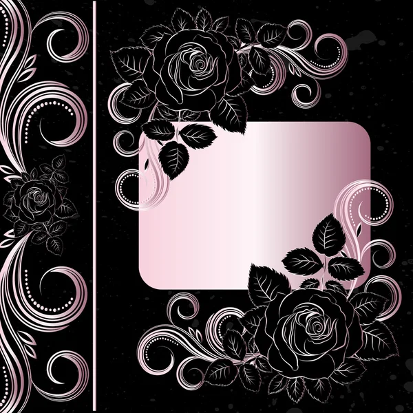Vector negro y rosa pálido flores — Vector de stock