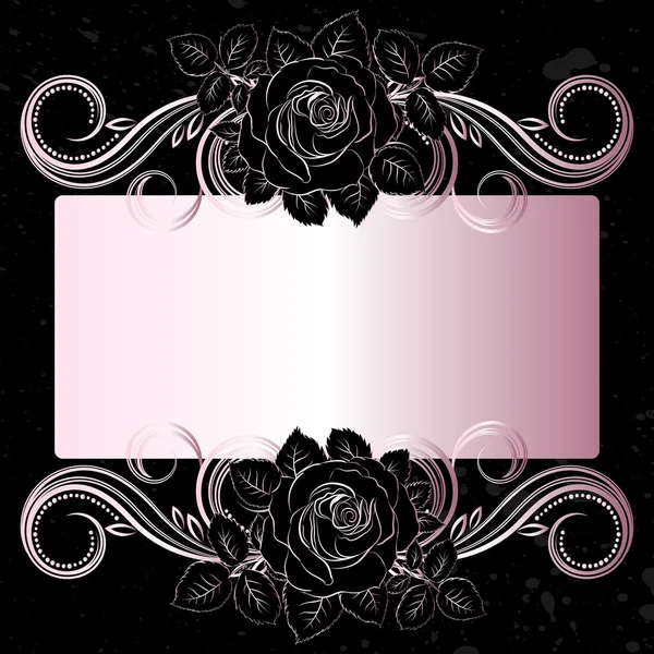 Vektor svart och blekt rosa blommor dekoration — Stock vektor