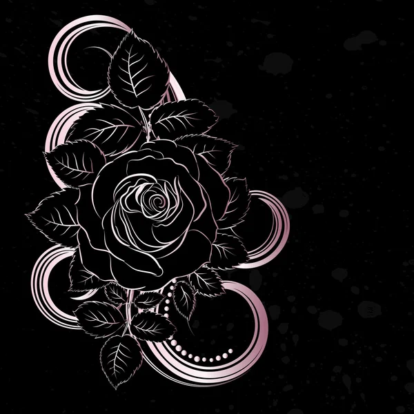 Vector zwart en bleke roze bloemen decoratie — Stockvector