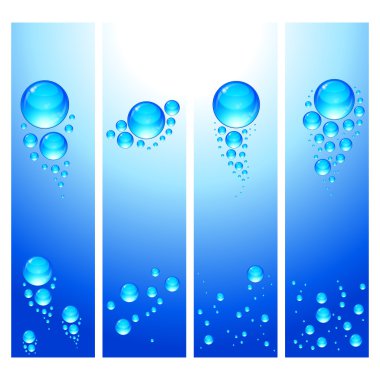 Eps Set of vertical banners with water bubbles.