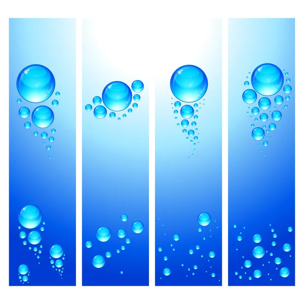 EPS uppsättning vertikala banderoller med vatten bubblor. — Stock vektor