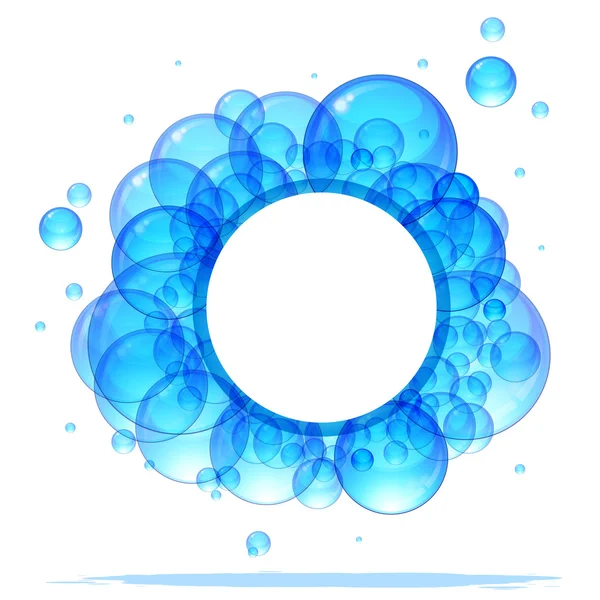 A gyönyörű átlátszó kék buborékok zászlaja. — Stock Vector