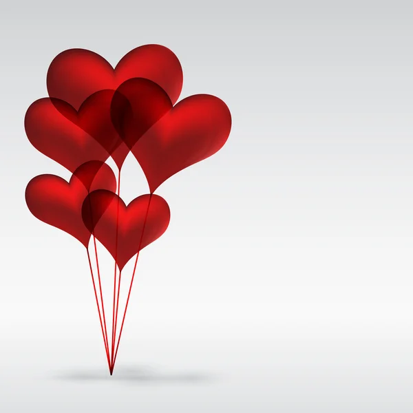 Eps10 系词的红色凝胶气球中的一颗心的形状 — 图库矢量图片
