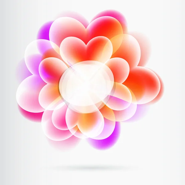 Banner kalp çiçekler — Stok Vektör