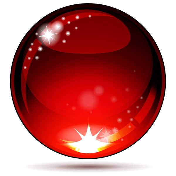 Esfera brilhante vermelha isolada em branco . — Vetor de Stock