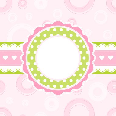 Baby girl arrival announcement card, vector clipart