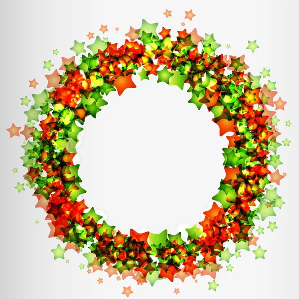 Осенняя рамка с зелеными и красными звездами — стоковый вектор