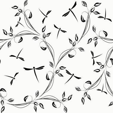 Seamless background with fluttering dragonflies. clipart