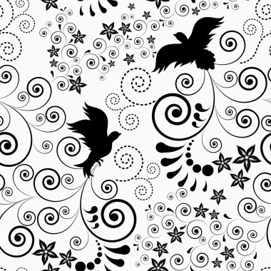 Seamless background with a flying bird. clipart