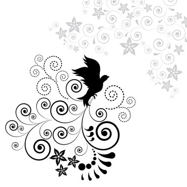 Background with a flying bird. clipart