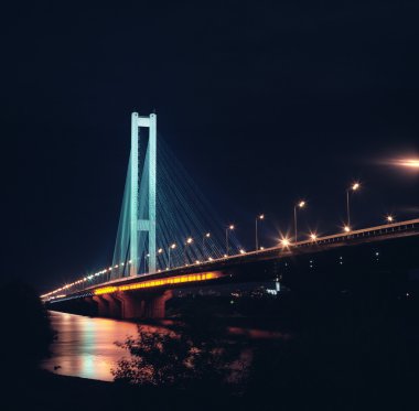 Southern bridge at night. Kyiv, Ukraine. clipart
