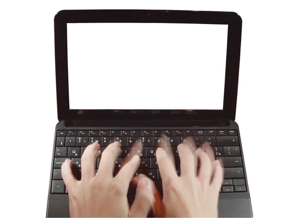 Arbetar på laptop. — Stockfoto