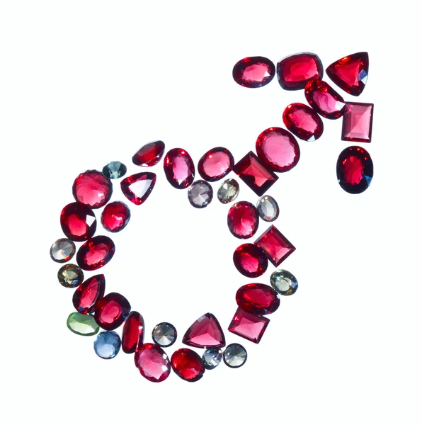Male mars gender sign of colorful jewels. — Stock Photo, Image